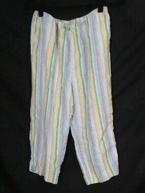 TABI Multicolor Vertical Stripe Casual Linen Pants - size 14